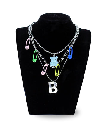 "Rainbow Pins: A Colorful Multilayer Chain Necklace"